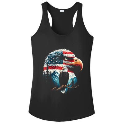 Red White Blue Bald Eagle American Flag For 4th Of July Gift Ladies PosiCharge Competitor Racerback Tank