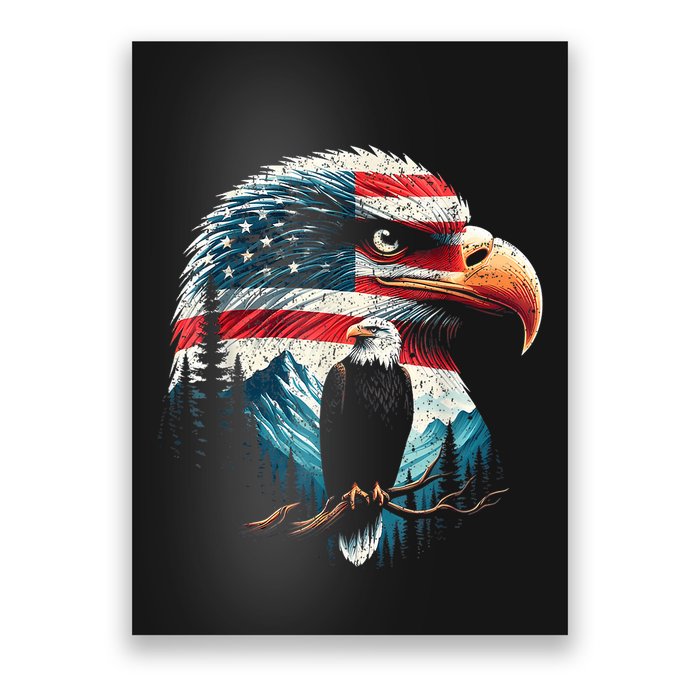 Red White Blue Bald Eagle American Flag For 4th Of July Gift Poster