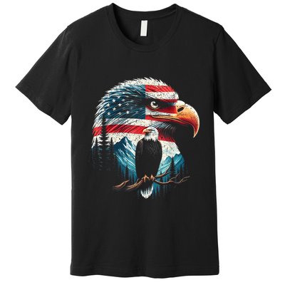 Red White Blue Bald Eagle American Flag For 4th Of July Gift Premium T-Shirt