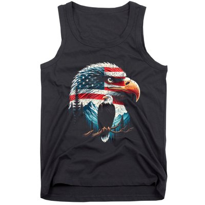 Red White Blue Bald Eagle American Flag For 4th Of July Gift Tank Top