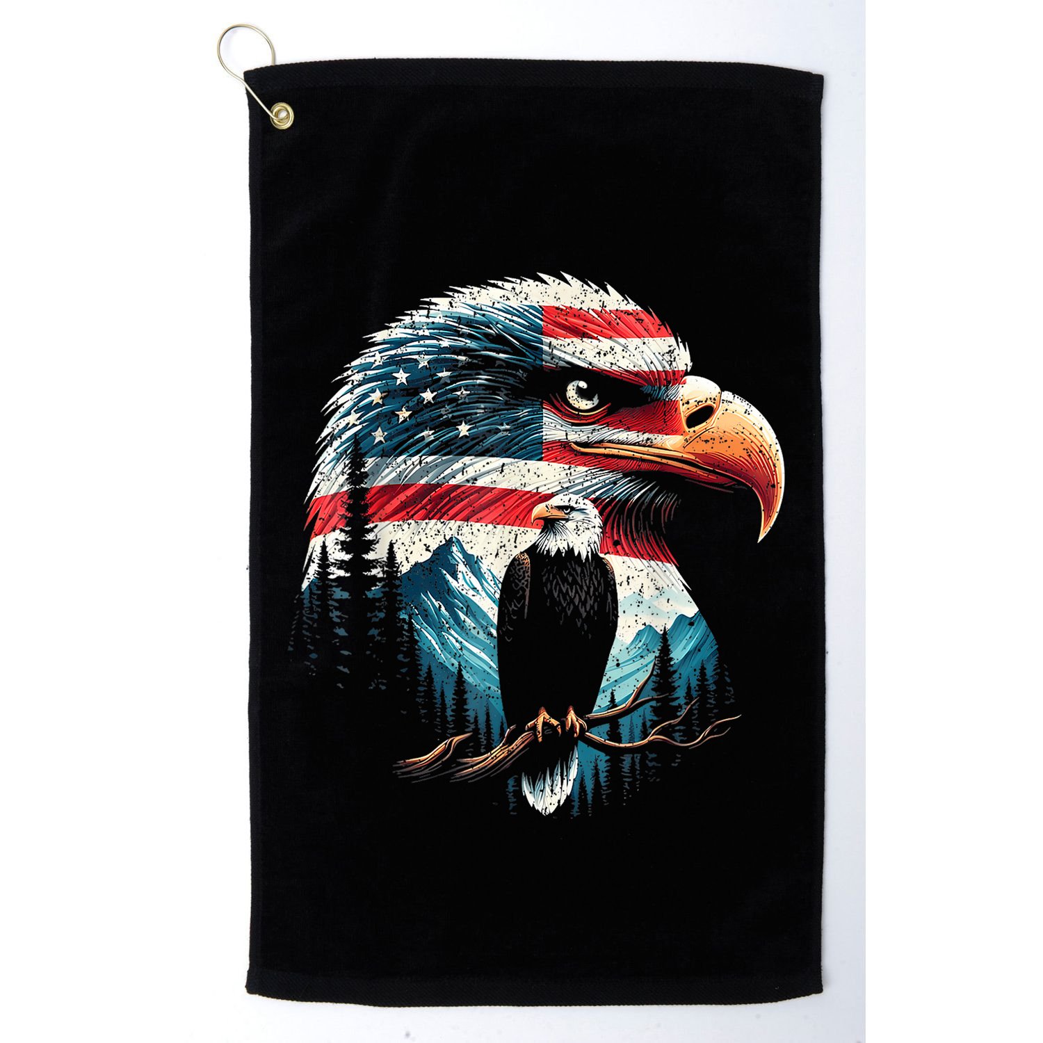 Red White Blue Bald Eagle American Flag For 4th Of July Gift Golf Towel