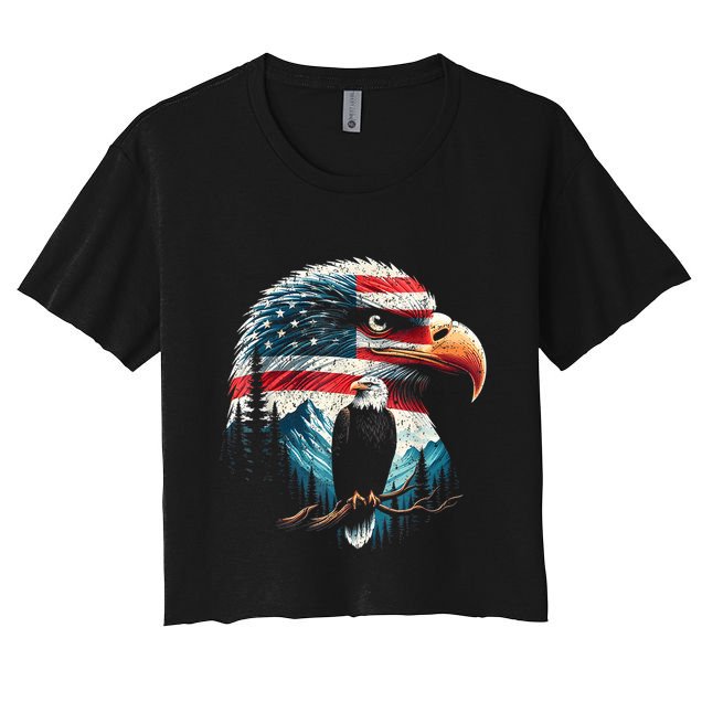 Red White Blue Bald Eagle American Flag For 4th Of July Gift Crop Top