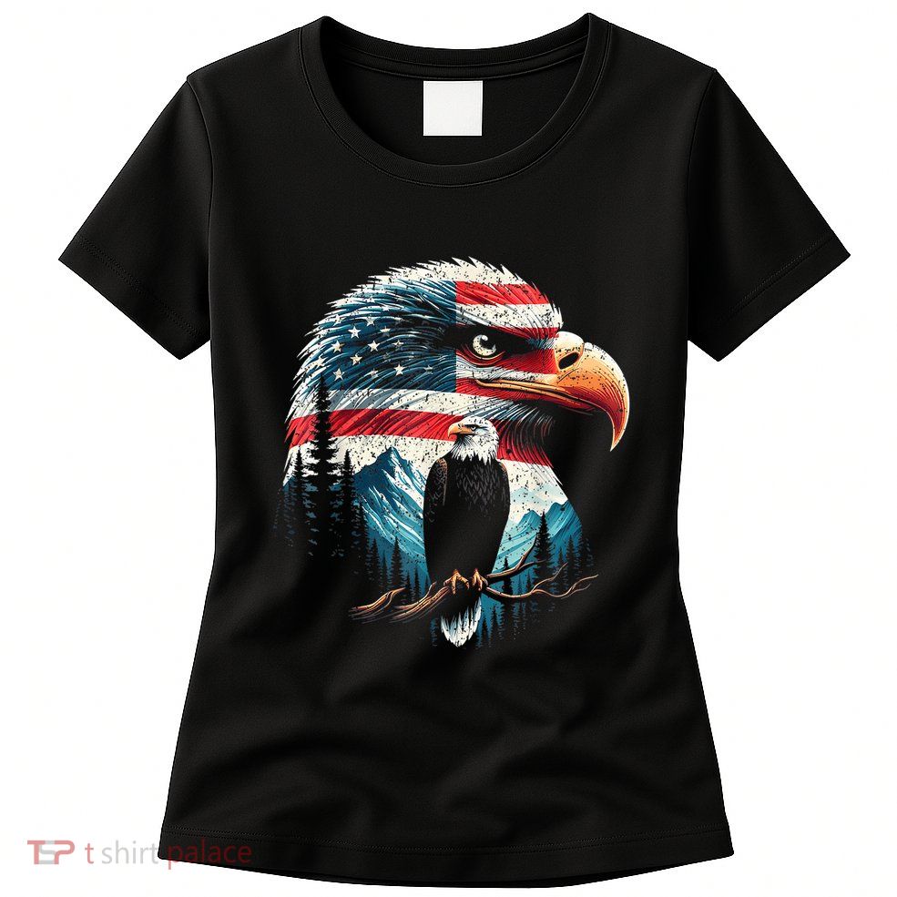 Red White Blue Bald Eagle American Flag For 4th Of July Gift Womens T-Shirt