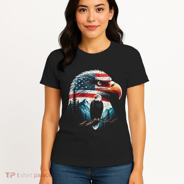 Red White Blue Bald Eagle American Flag For 4th Of July Gift Womens T-Shirt