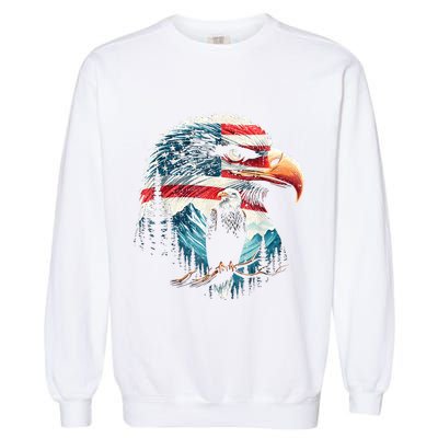 Red White Blue Bald Eagle American Flag For 4th Of July Gift Garment-Dyed Sweatshirt