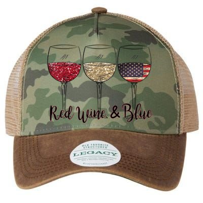 Red Wine & Blue 4th Of July Wine Red White Blue Wine Glasses Legacy Tie Dye Trucker Hat