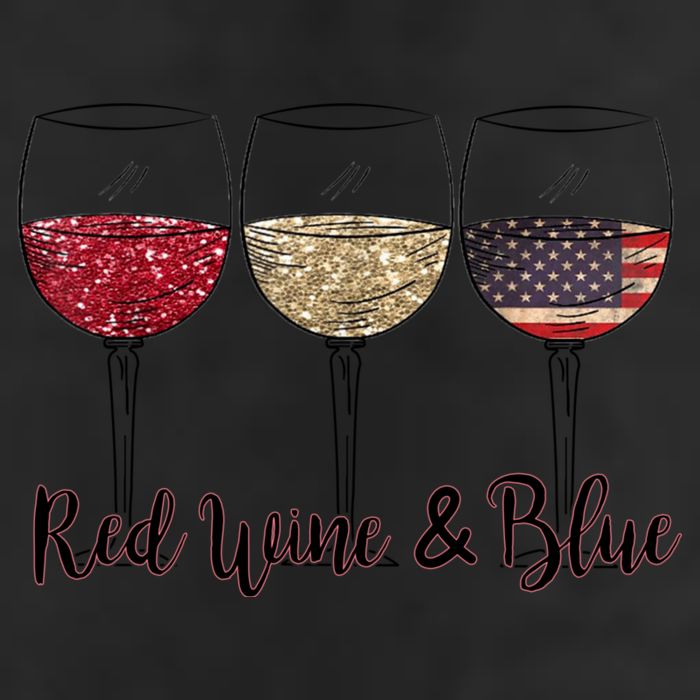 Red Wine & Blue 4th Of July Wine Red White Blue Wine Glasses 7 Panel Mesh Trucker Snapback Hat
