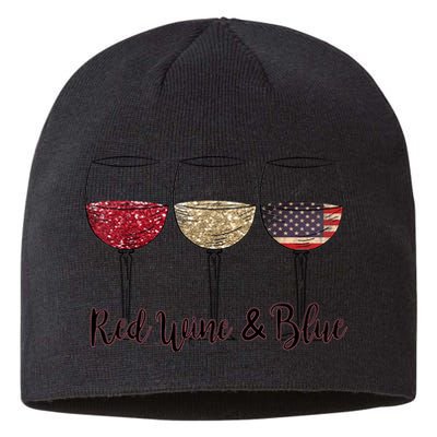 Red Wine & Blue 4th Of July Wine Red White Blue Wine Glasses Sustainable Beanie