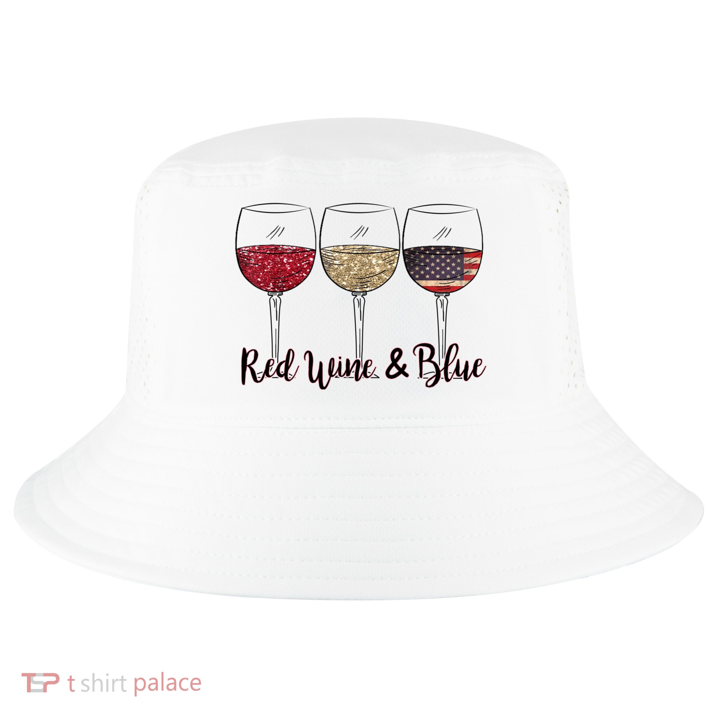 Red Wine & Blue 4th Of July Wine Red White Blue Wine Glasses Cool Comfort Performance Bucket Hat
