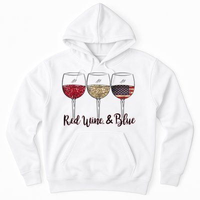 Red Wine & Blue 4th Of July Wine Red White Blue Wine Glasses Hoodie
