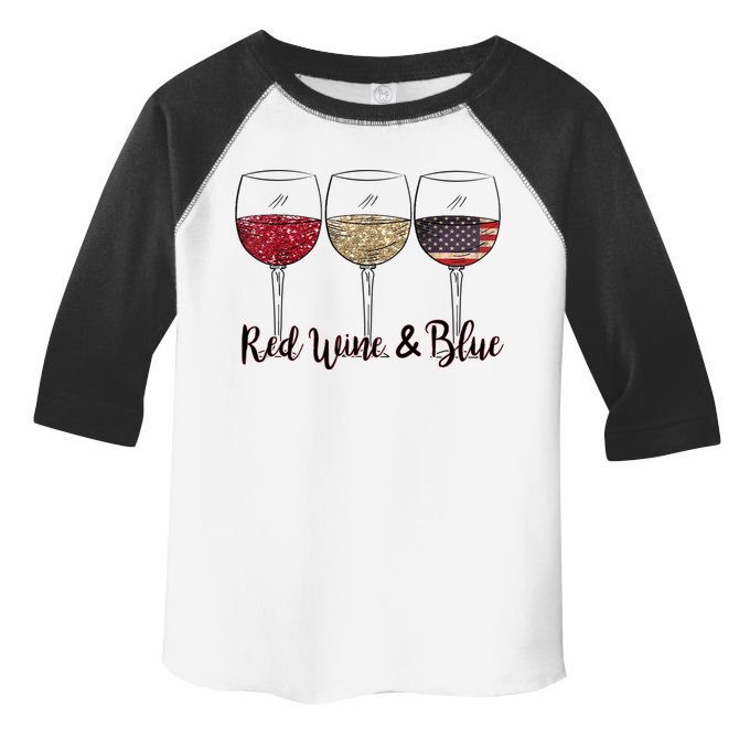 Red Wine & Blue 4th Of July Wine Red White Blue Wine Glasses Toddler Fine Jersey T-Shirt
