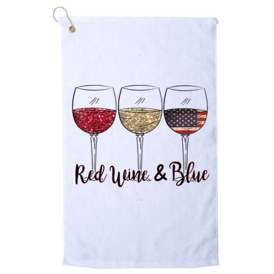 Red Wine & Blue 4th Of July Wine Red White Blue Wine Glasses Golf Towel