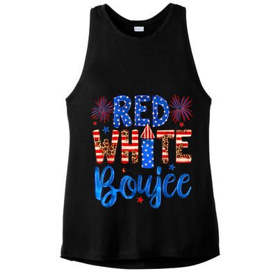 Red White & Boujee Summer Funny Drinking 4th Of July US Flag Ladies PosiCharge Tri-Blend Wicking Tank
