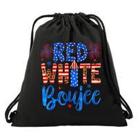 Red White & Boujee Summer Funny Drinking 4th Of July US Flag Drawstring Bag
