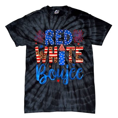 Red White & Boujee Summer Funny Drinking 4th Of July US Flag Tie-Dye T-Shirt