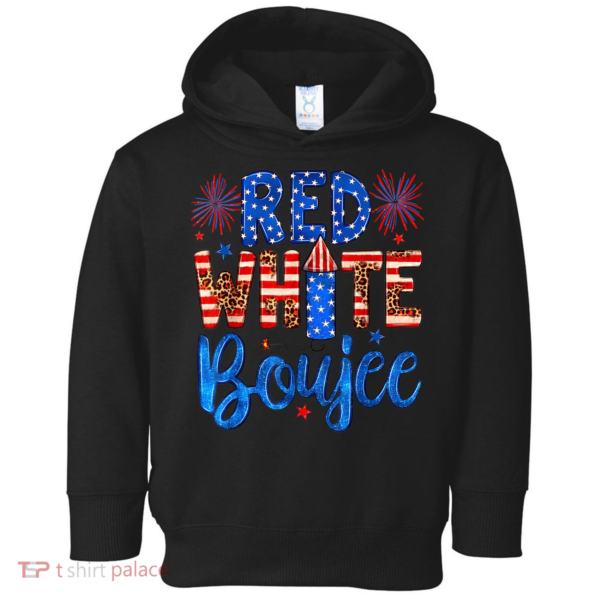 Red White & Boujee Summer Funny Drinking 4th Of July US Flag Toddler Hoodie