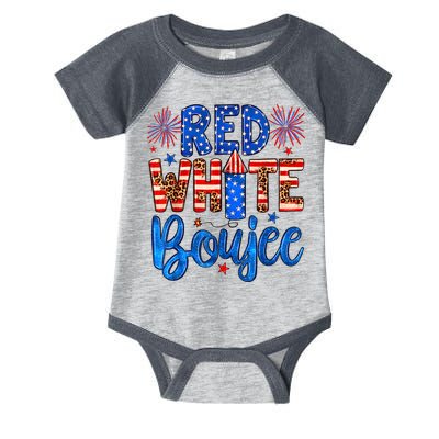 Red White & Boujee Summer Funny Drinking 4th Of July US Flag Infant Baby Jersey Bodysuit