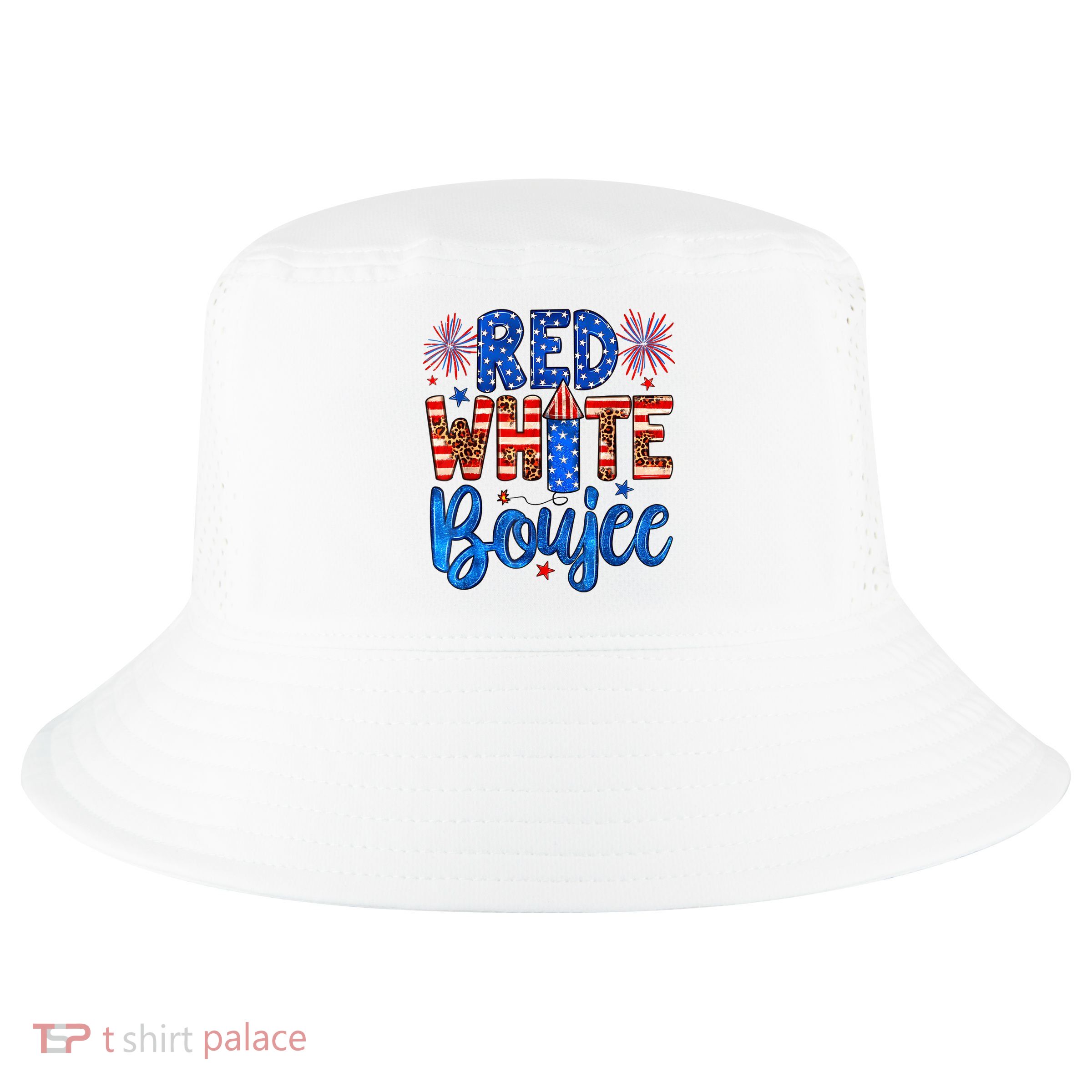 Red White & Boujee Summer Funny Drinking 4th Of July US Flag Cool Comfort Performance Bucket Hat