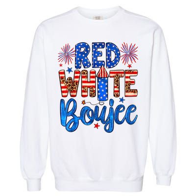 Red White & Boujee Summer Funny Drinking 4th Of July US Flag Garment-Dyed Sweatshirt