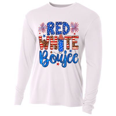 Red White & Boujee Summer Funny Drinking 4th Of July US Flag Cooling Performance Long Sleeve Crew