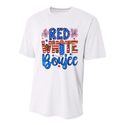Red White & Boujee Summer Funny Drinking 4th Of July US Flag Youth Performance Sprint T-Shirt