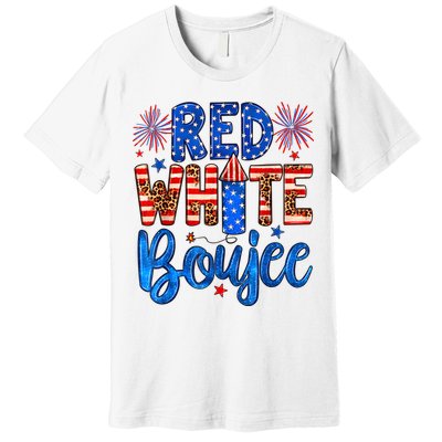 Red White & Boujee Summer Funny Drinking 4th Of July US Flag Premium T-Shirt