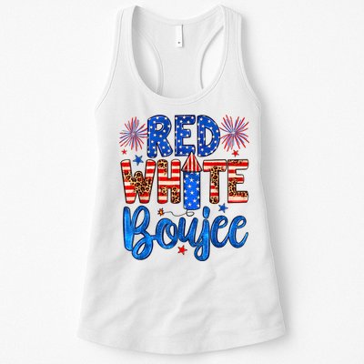 Red White & Boujee Summer Funny Drinking 4th Of July US Flag Womens Tank Top