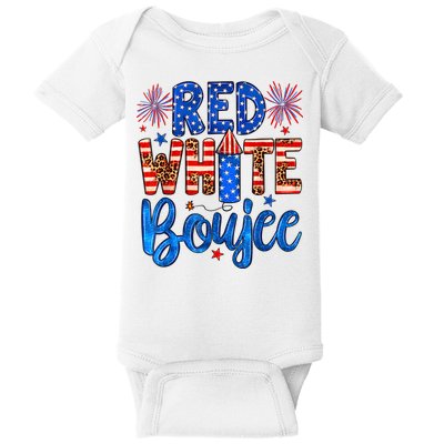 Red White & Boujee Summer Funny Drinking 4th Of July US Flag Baby Bodysuit