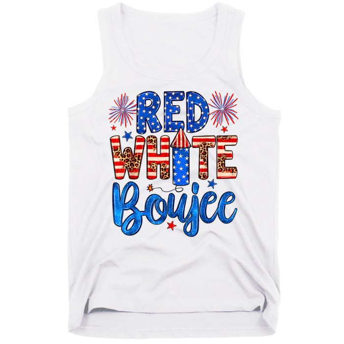 Red White & Boujee Summer Funny Drinking 4th Of July US Flag Tank Top