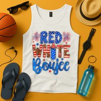 Red White & Boujee Summer Funny Drinking 4th Of July US Flag Tank Top