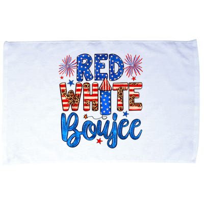 Red White & Boujee Summer Funny Drinking 4th Of July US Flag Microfiber Hand Towel