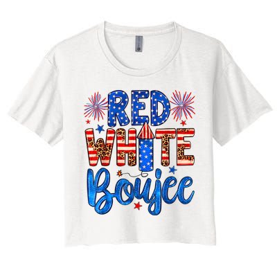 Red White & Boujee Summer Funny Drinking 4th Of July US Flag Crop Top
