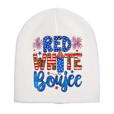 Red White & Boujee Summer Funny Drinking 4th Of July US Flag Short Acrylic Beanie