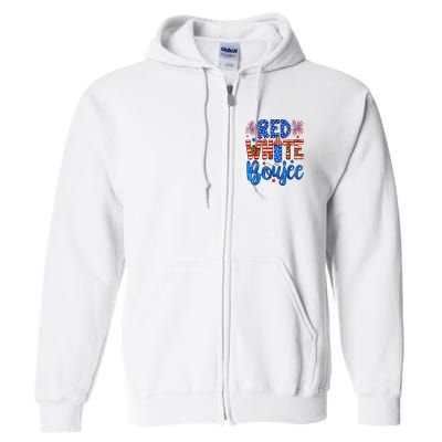 Red White & Boujee Summer Funny Drinking 4th Of July US Flag Full Zip Hoodie
