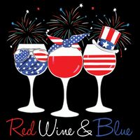 Red Wine Blue Funny America USA Flag 4th Of July Patriotic Cooling Performance Crew T-Shirt