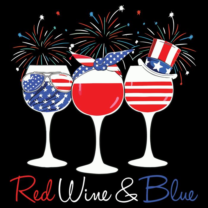 Red Wine Blue Funny America USA Flag 4th Of July Patriotic Cooling Performance Crew T-Shirt
