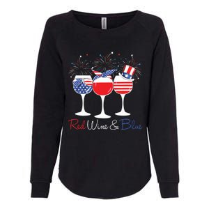 Red Wine Blue Funny America USA Flag 4th Of July Patriotic Womens California Wash Sweatshirt