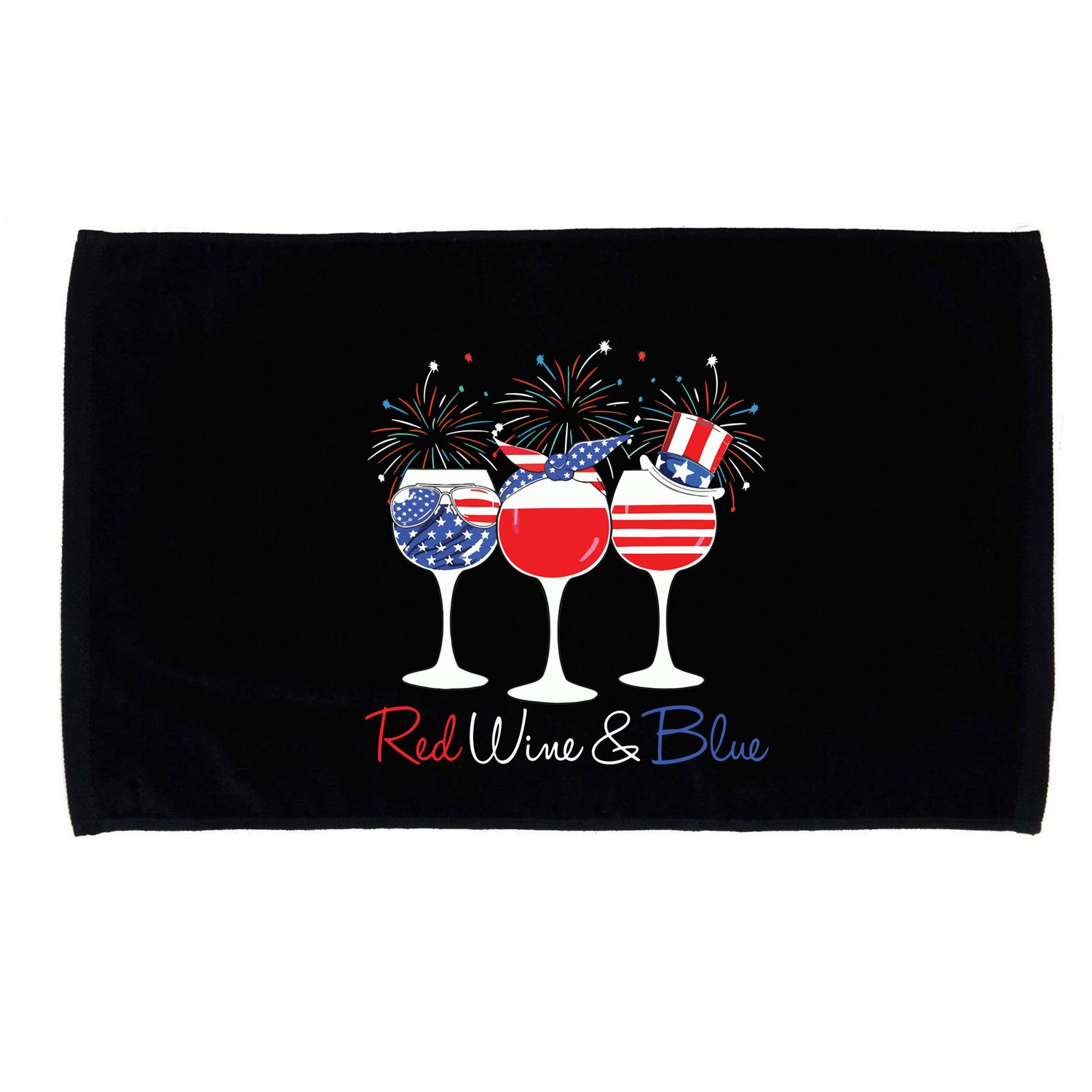Red Wine Blue Funny America USA Flag 4th Of July Patriotic Microfiber Hand Towel