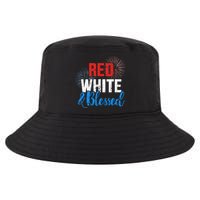 Red white blessed for Independence day on 4th of July Cool Comfort Performance Bucket Hat
