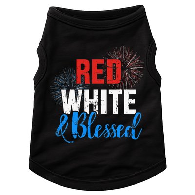 Red white blessed for Independence day on 4th of July Doggie Tank