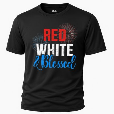 Red white blessed for Independence day on 4th of July Performance Shirt