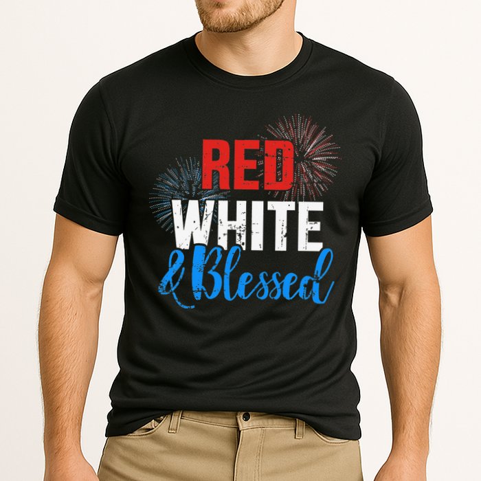Red white blessed for Independence day on 4th of July Performance Shirt