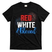 Red white blessed for Independence day on 4th of July T-Shirt