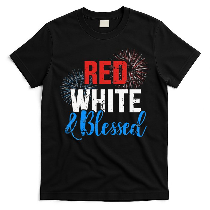 Red white blessed for Independence day on 4th of July T-Shirt