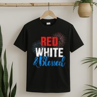 Red white blessed for Independence day on 4th of July T-Shirt