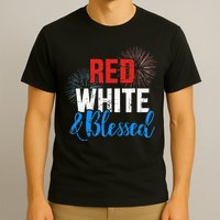 Red white blessed for Independence day on 4th of July T-Shirt