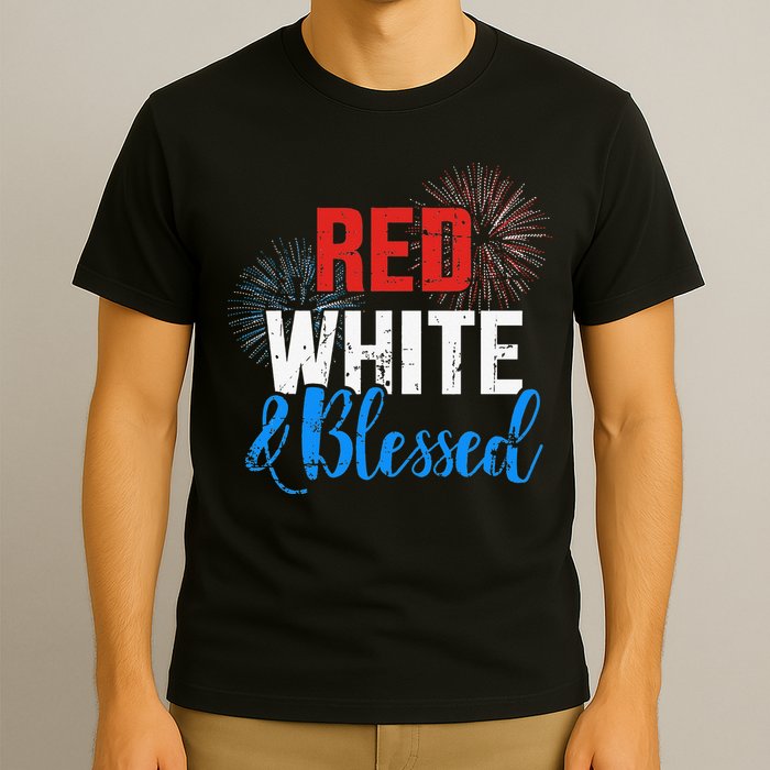 Red white blessed for Independence day on 4th of July T-Shirt