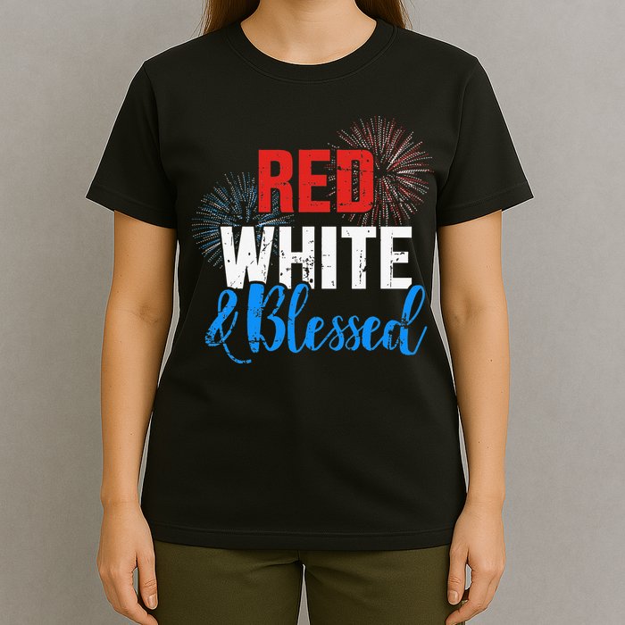 Red white blessed for Independence day on 4th of July T-Shirt