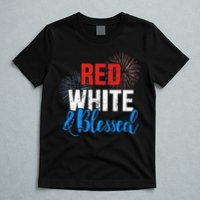 Red white blessed for Independence day on 4th of July T-Shirt