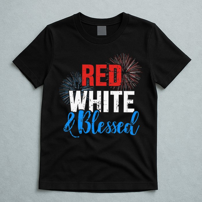Red white blessed for Independence day on 4th of July T-Shirt